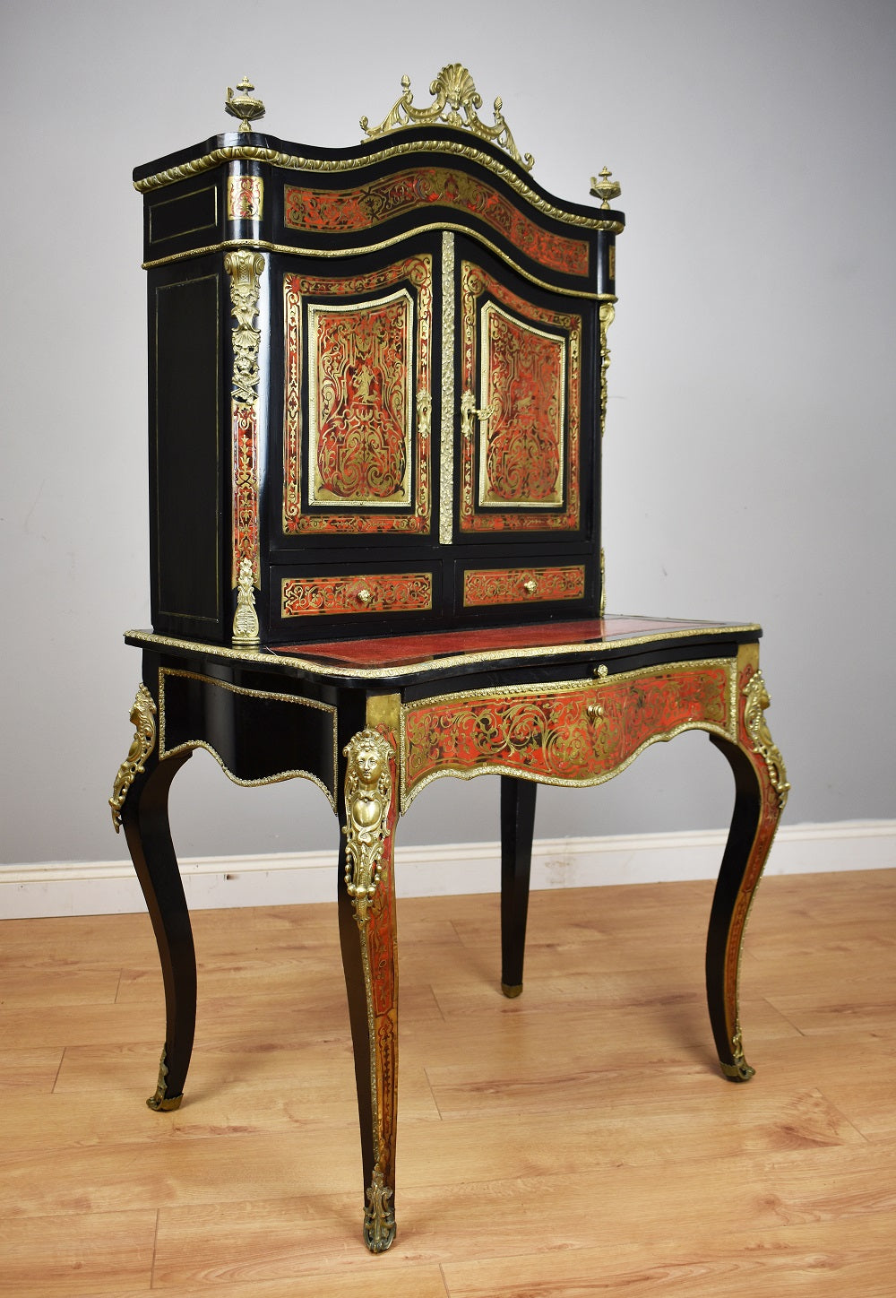 19th Century Ebonised Boulle Bonheur Du Jour Writing Table