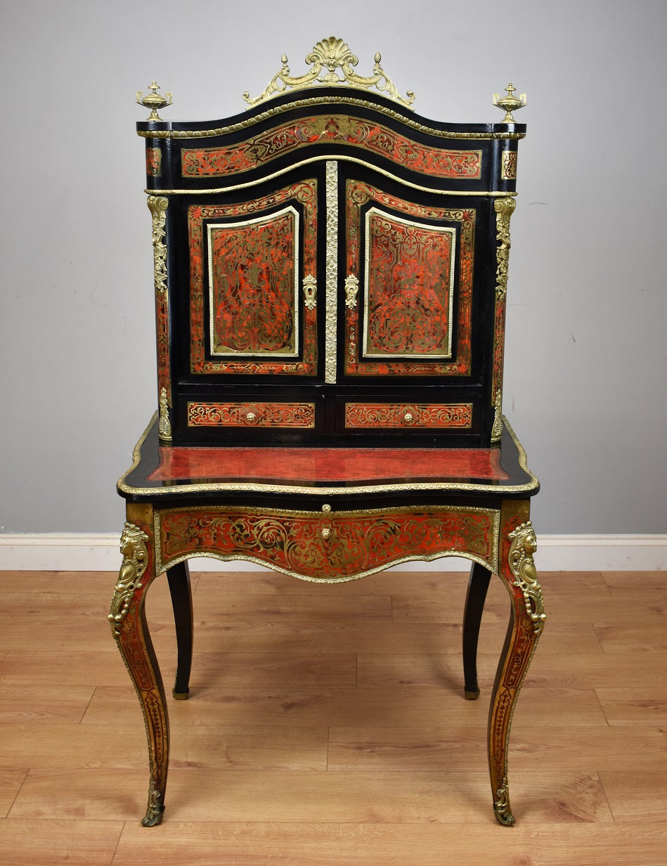 19th Century Ebonised Boulle Bonheur Du Jour Writing Table