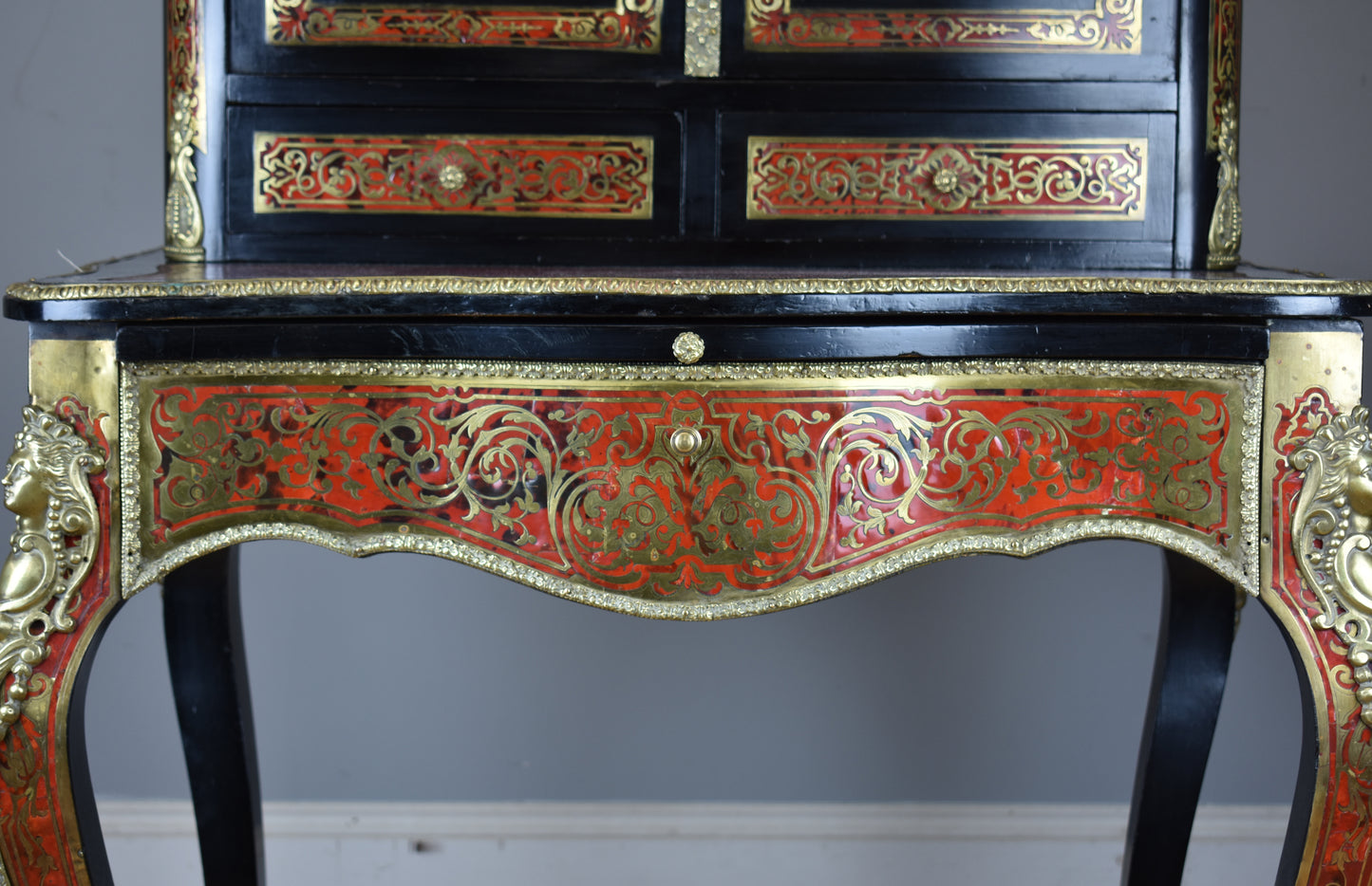 19th Century Ebonised Boulle Bonheur Du Jour Writing Table