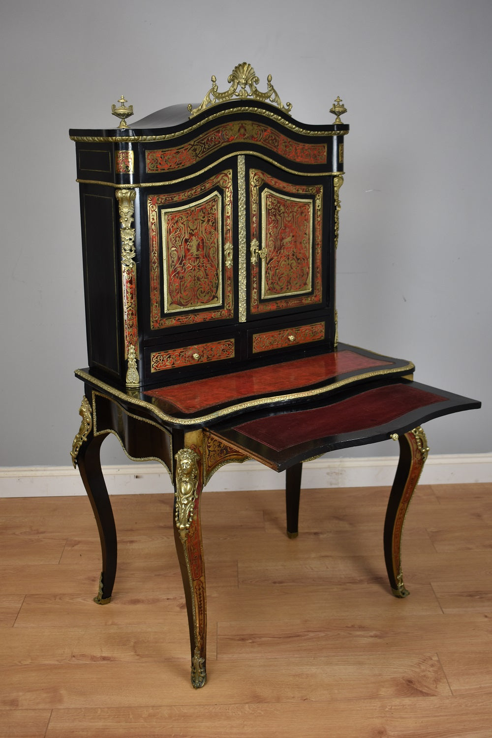 19th Century Ebonised Boulle Bonheur Du Jour Writing Table