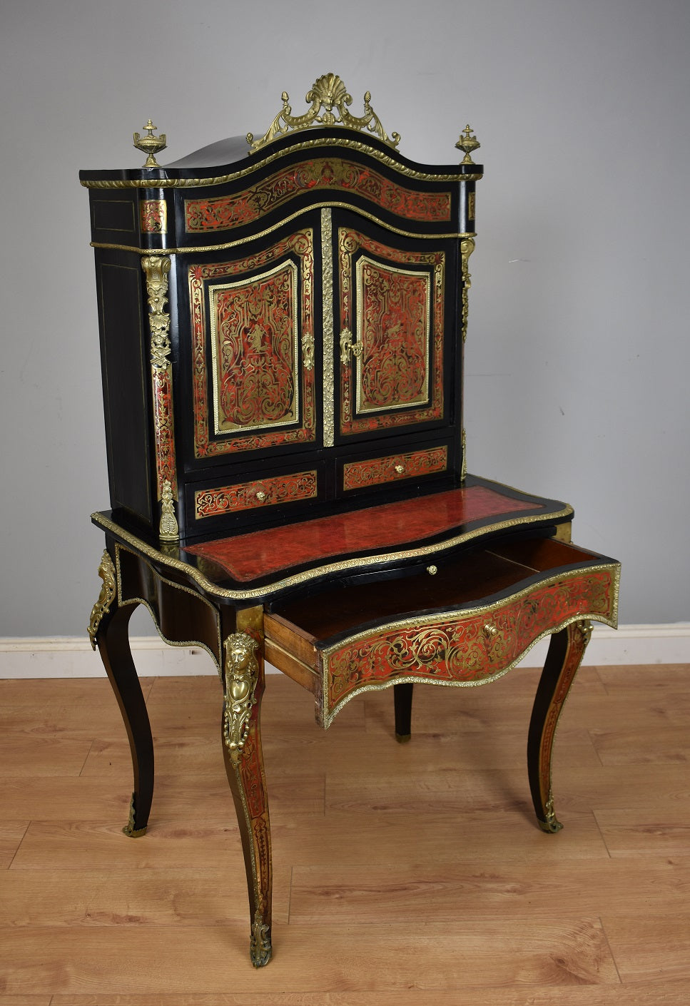19th Century Ebonised Boulle Bonheur Du Jour Writing Table