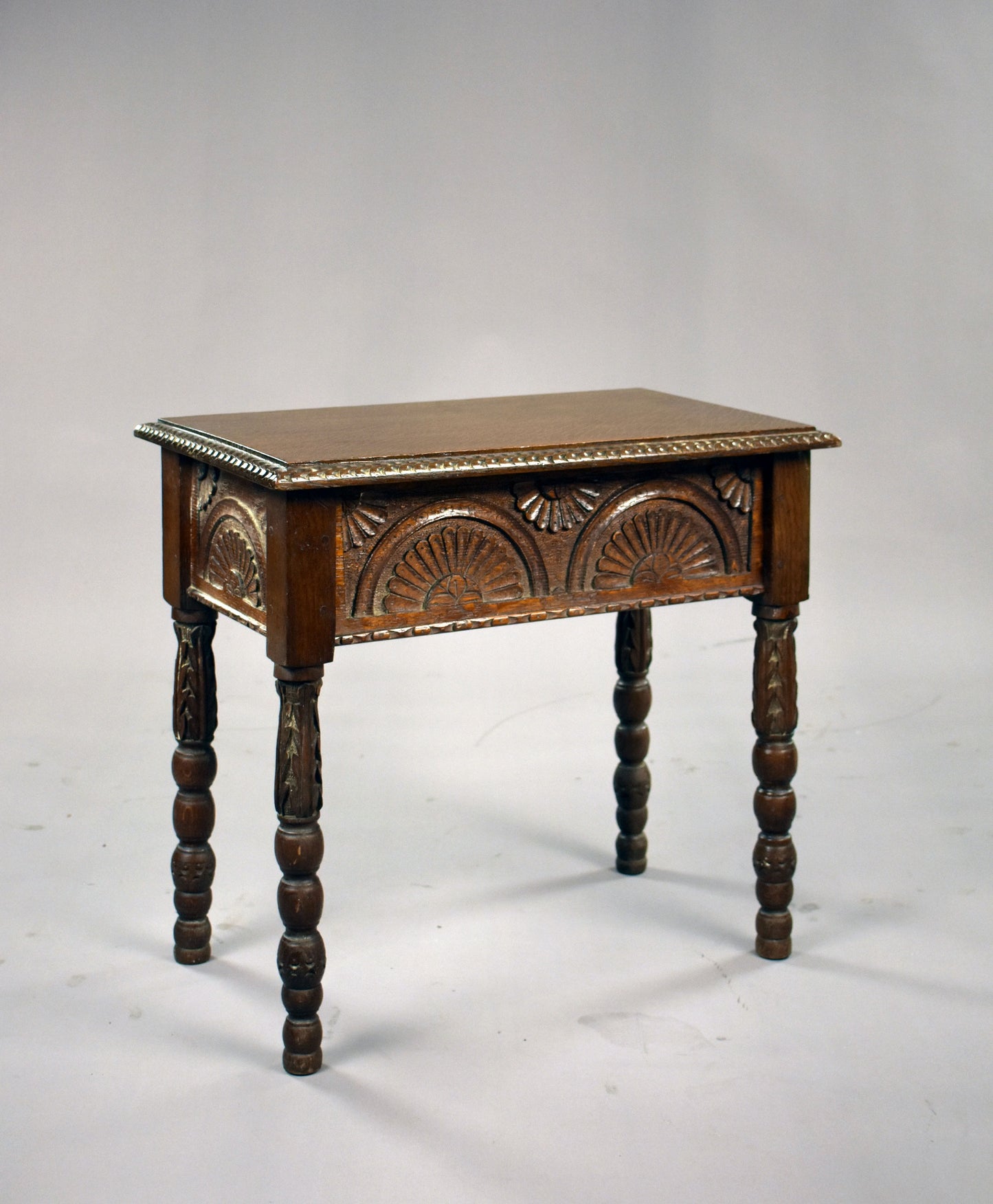 1930s Oak Carved Stool