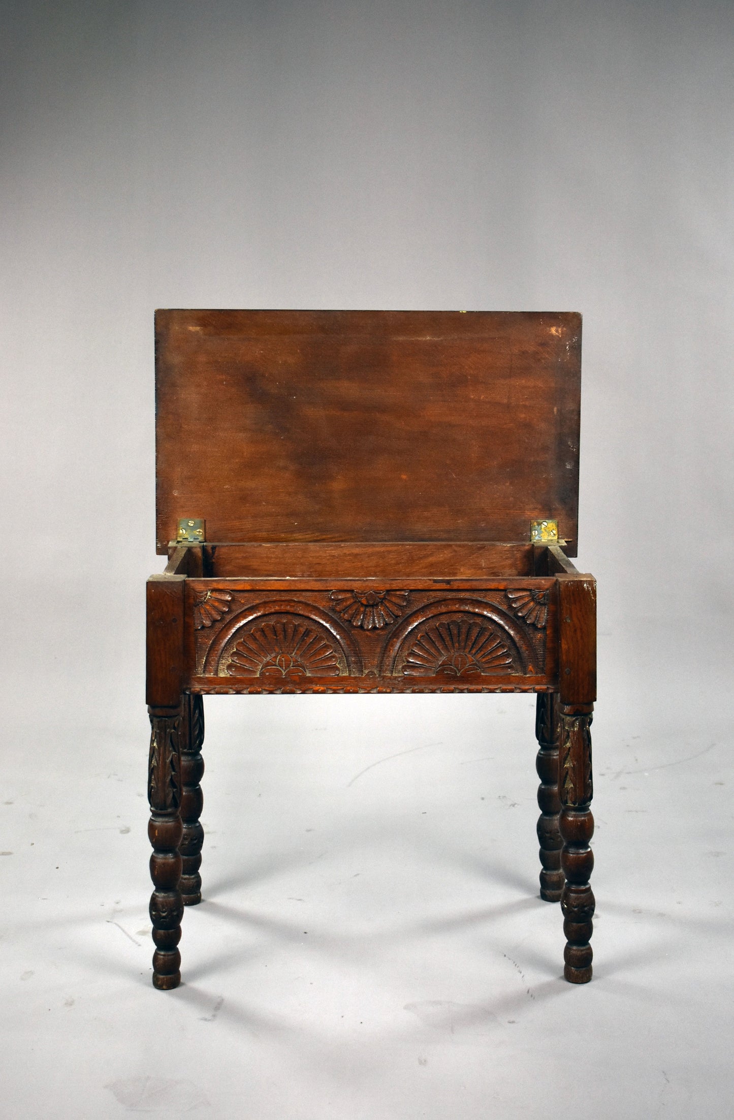 1930s Oak Carved Stool
