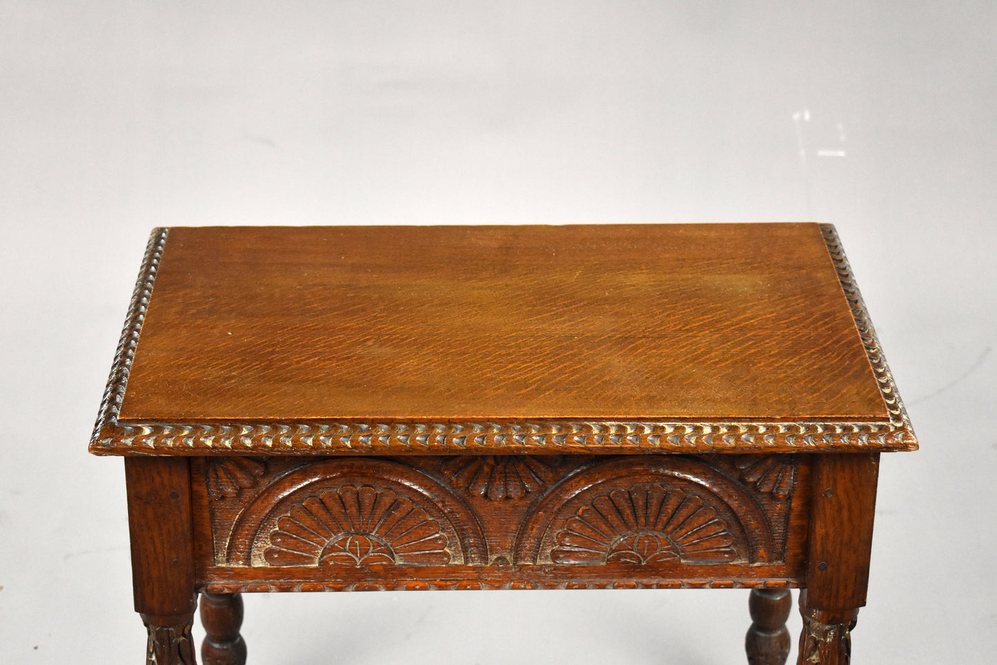 1930s Oak Carved Stool