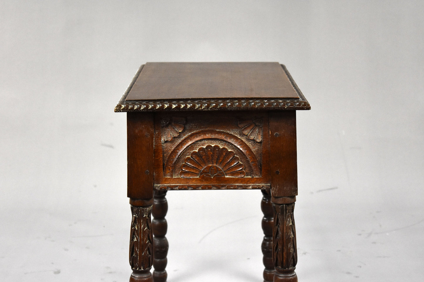 1930s Oak Carved Stool