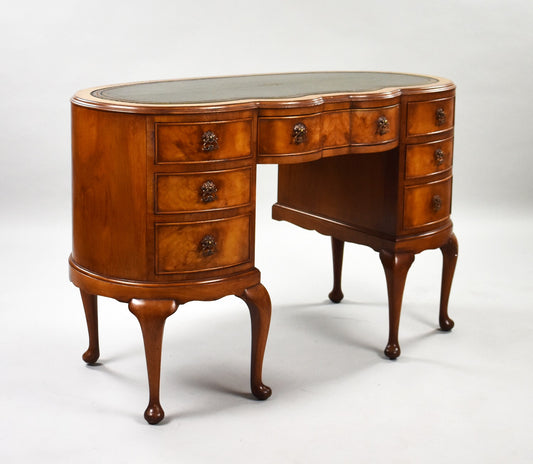 1920s Walnut Kidney Shaped Desk