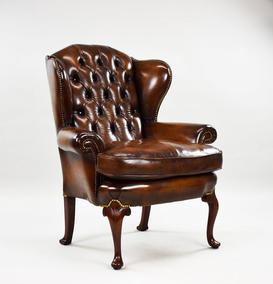 George II Style Mahogany Leather Armchair