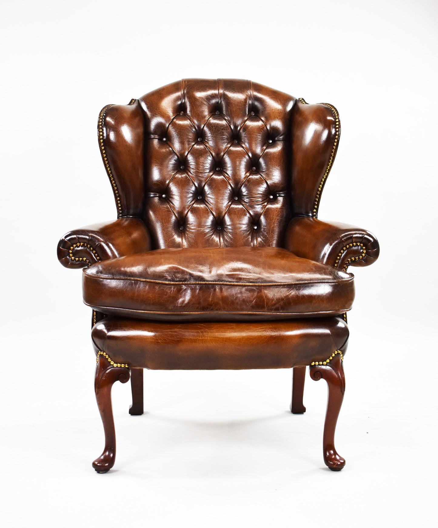 George II Style Mahogany Leather Armchair