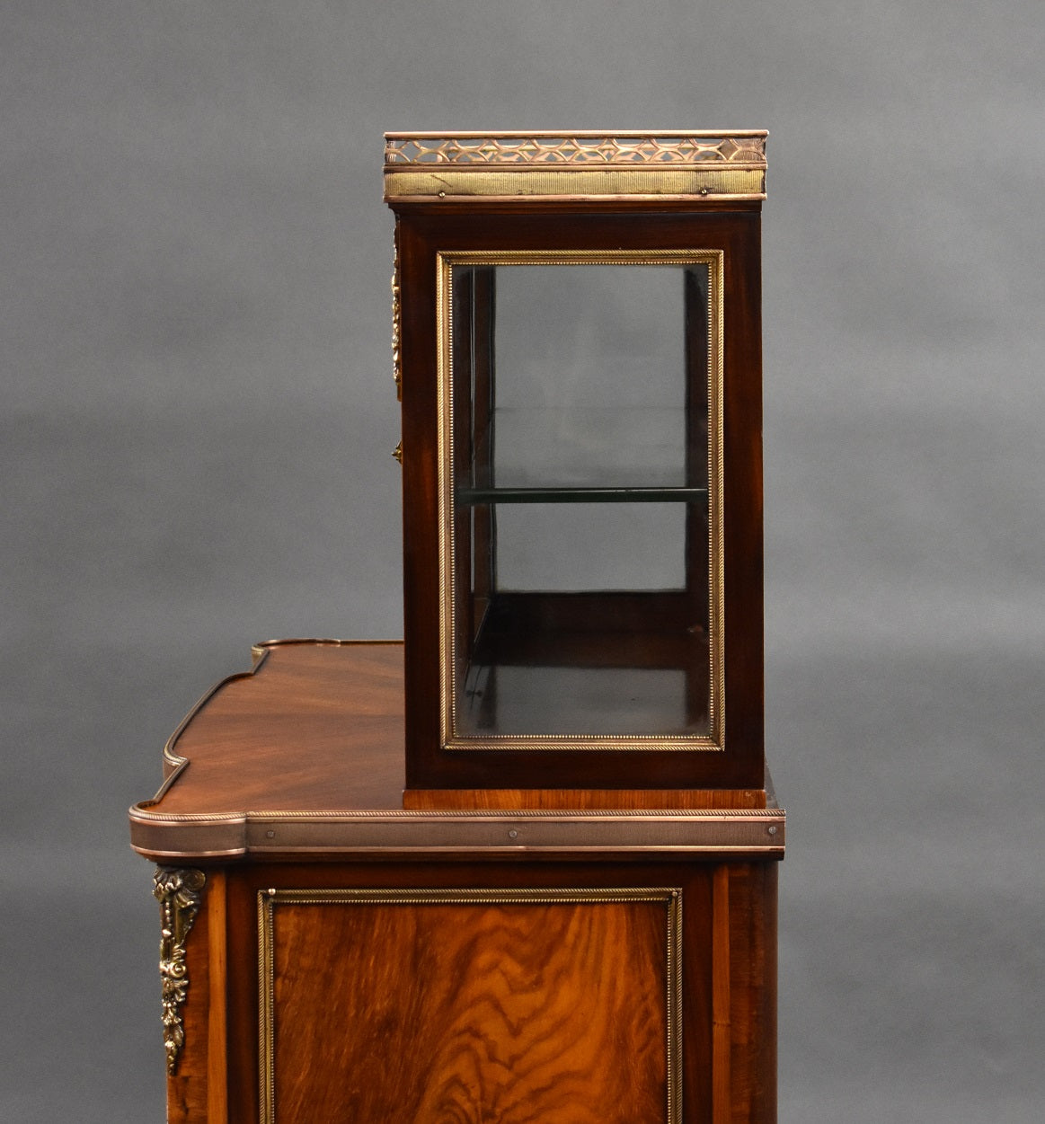 19th Century Walnut Glass Top Commode