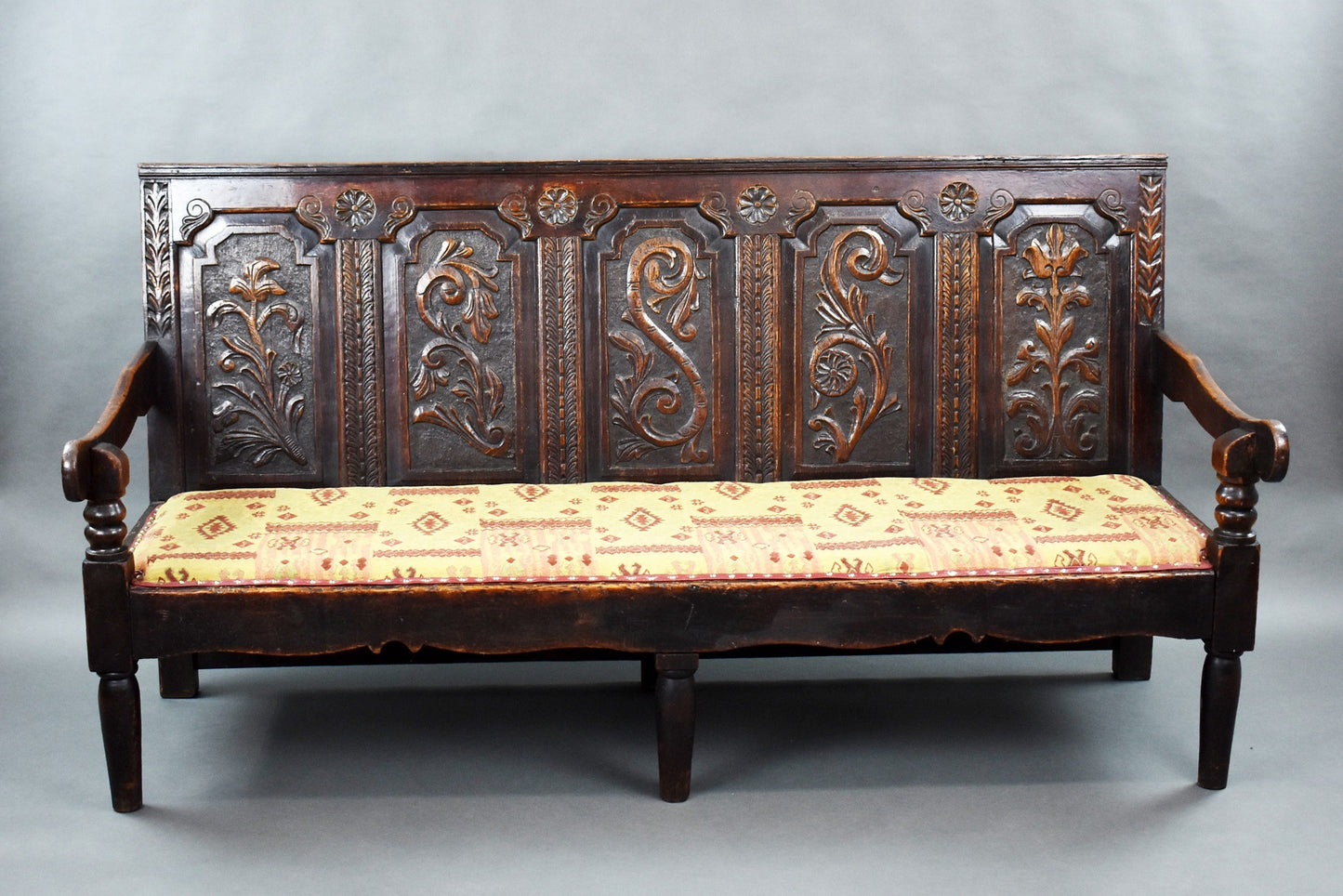 18th Century Carved Oak Settle/Bench/Seat