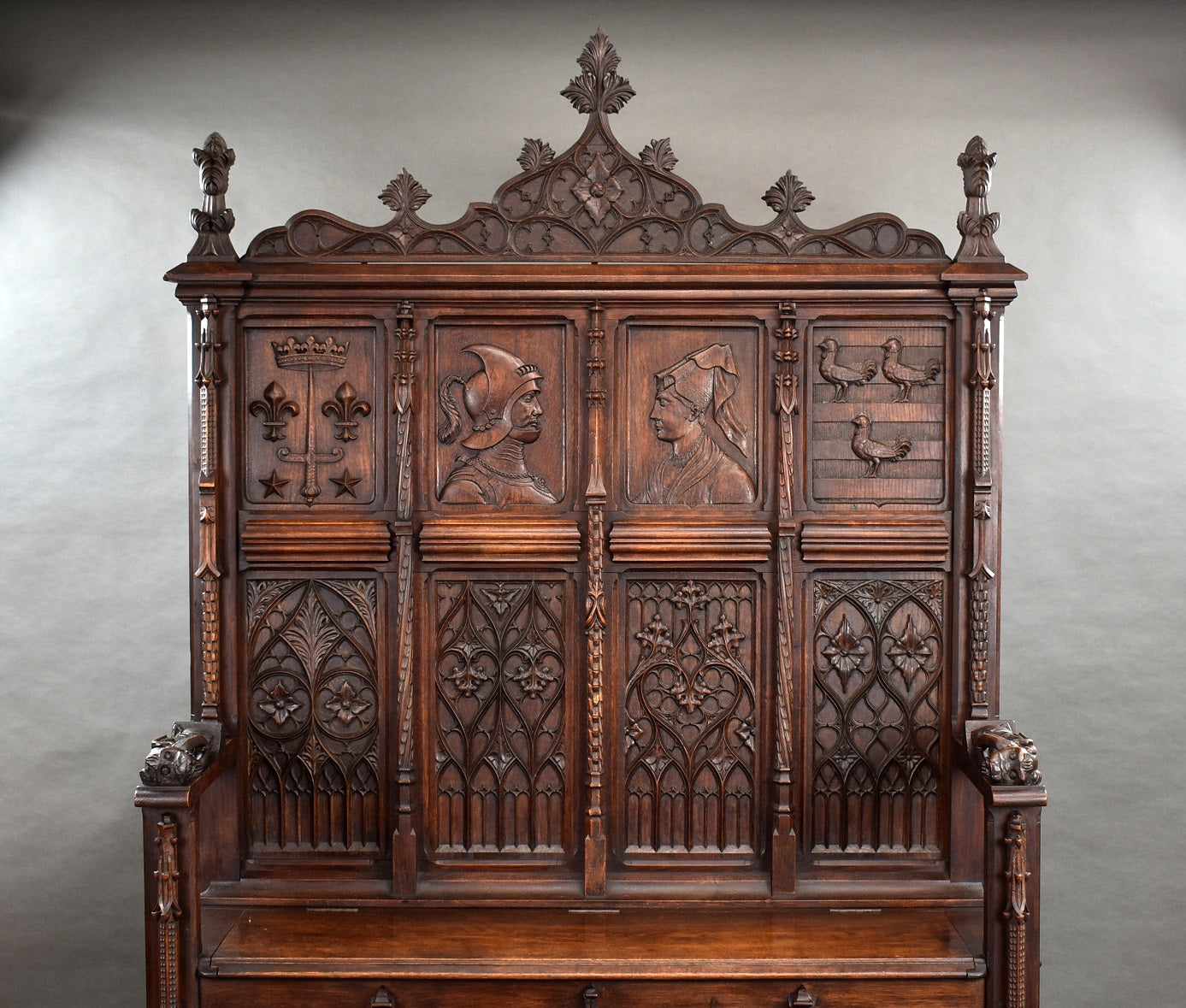 French Oak Carved Settle/Bench