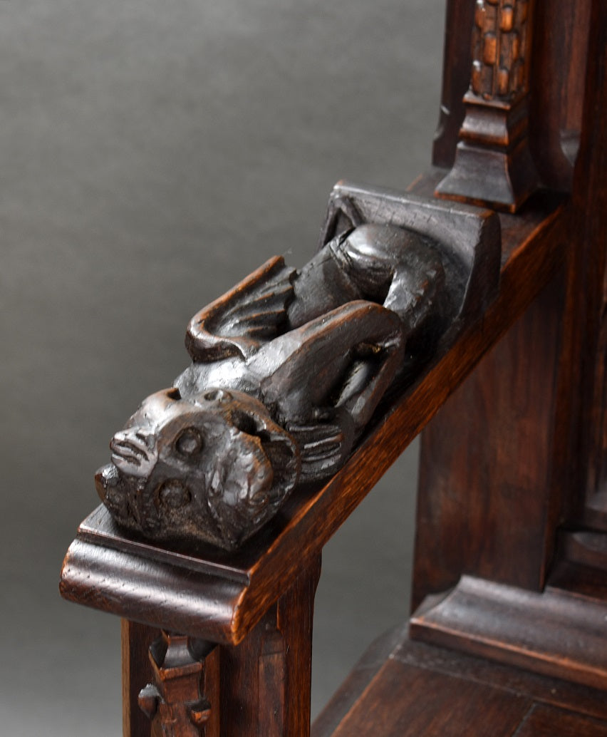 French Oak Carved Settle/Bench