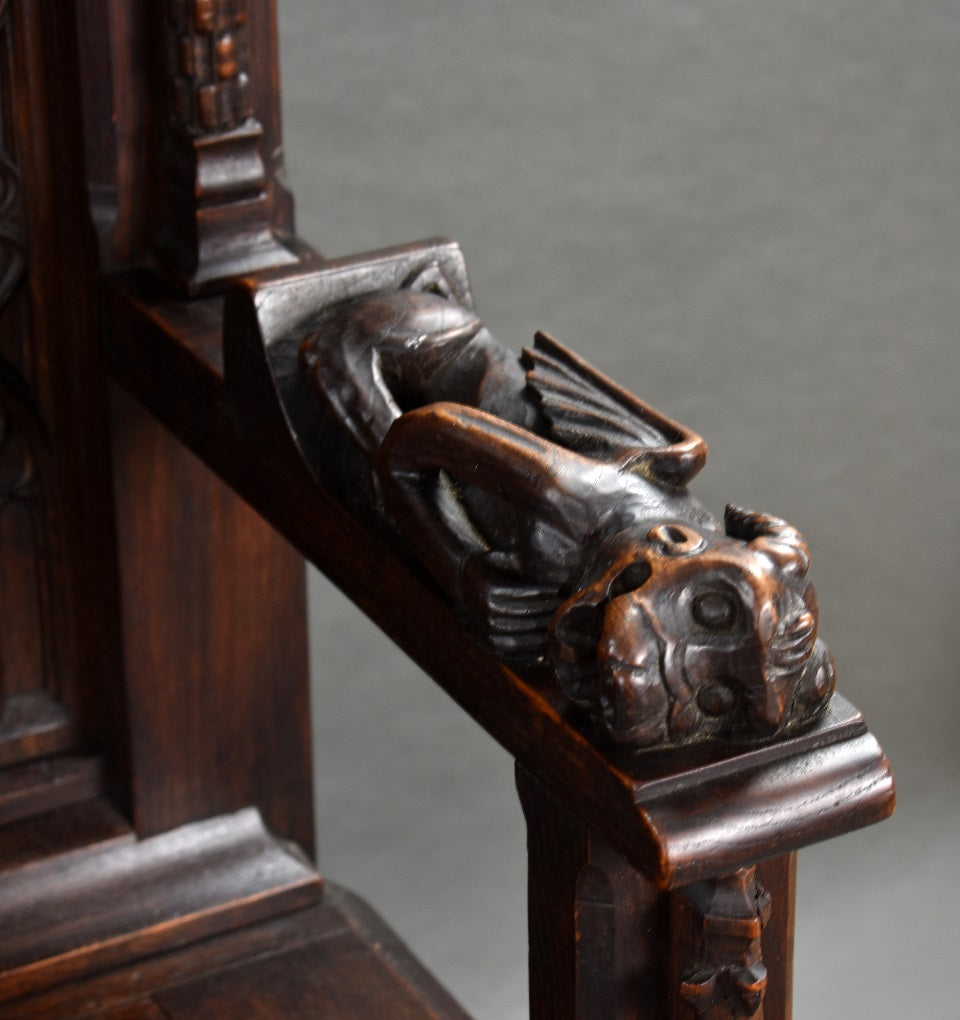 French Oak Carved Settle/Bench