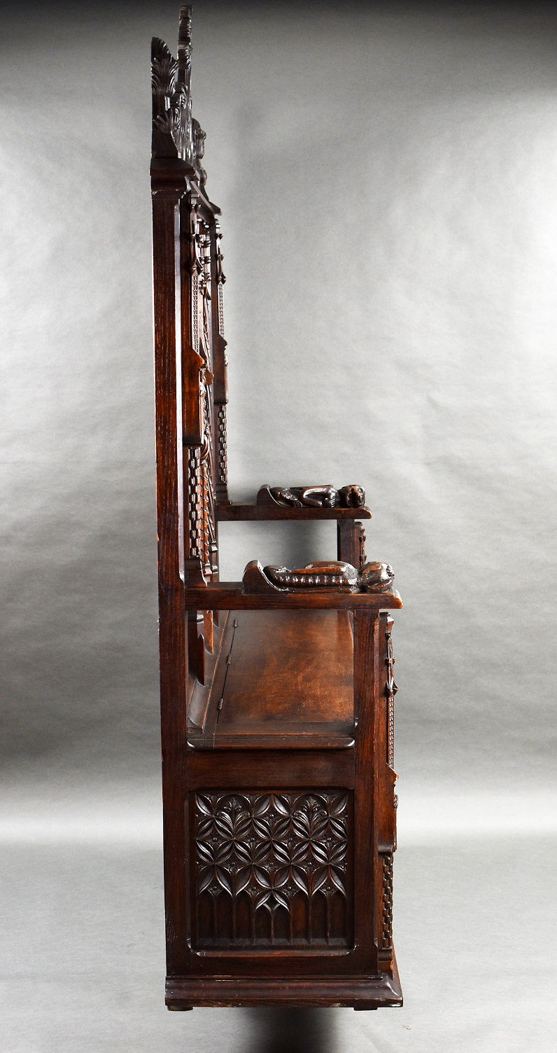 French Oak Carved Settle/Bench