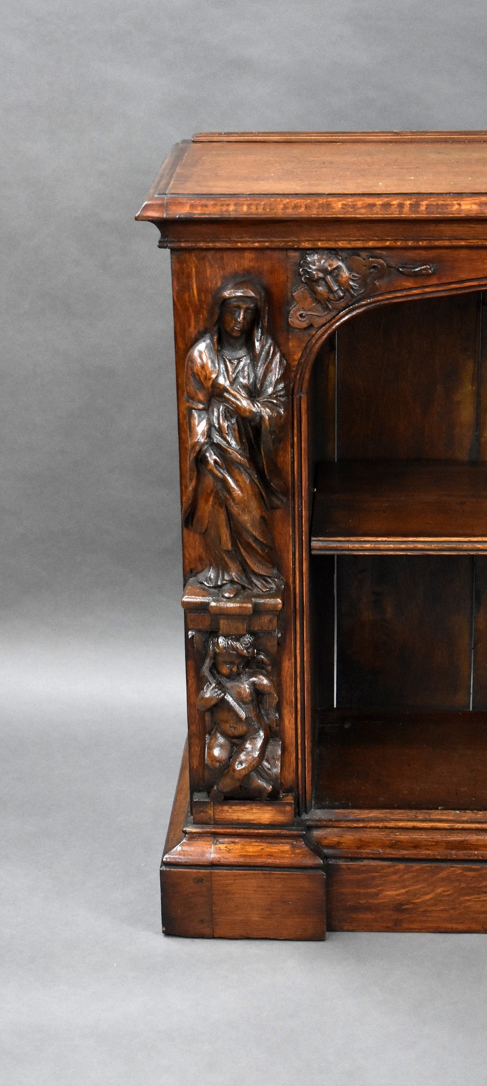 Near Pair Victorian Oak Open Bookcases