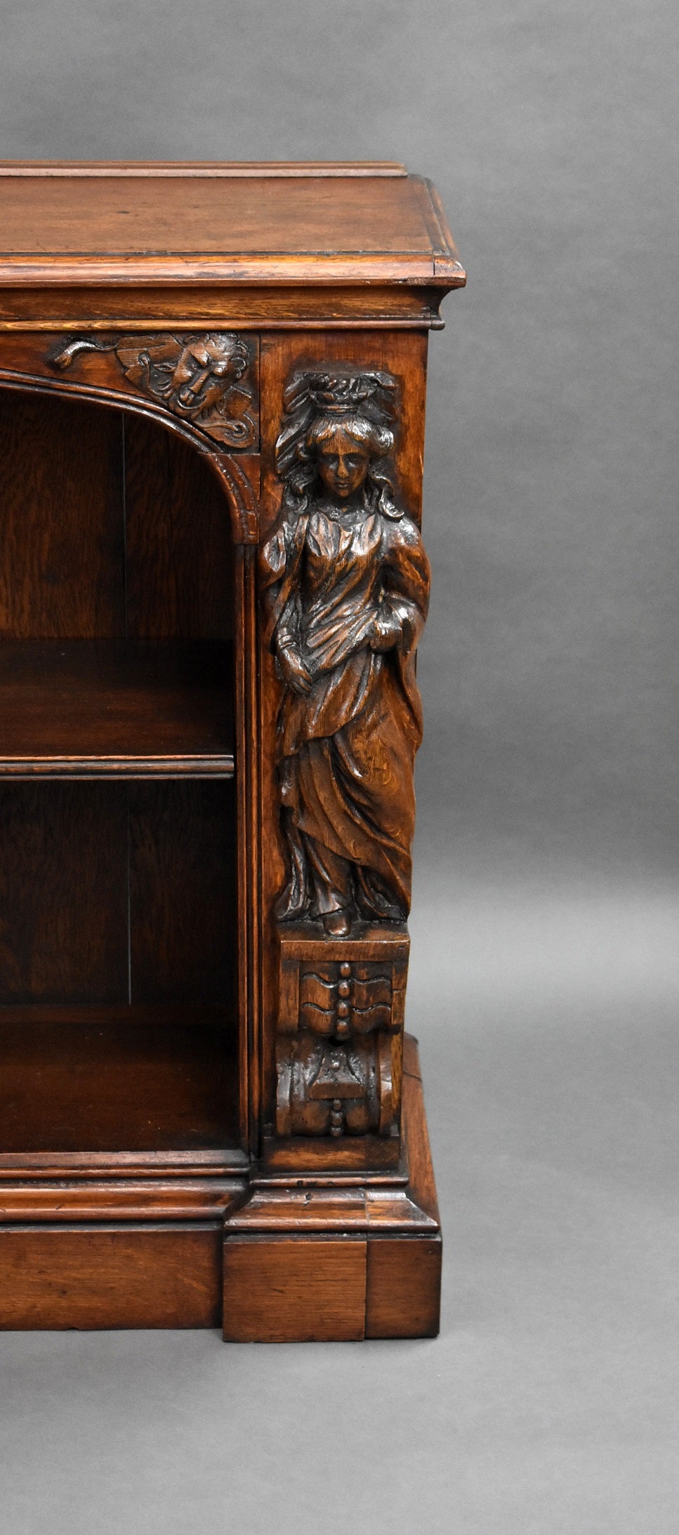 Near Pair Victorian Oak Open Bookcases