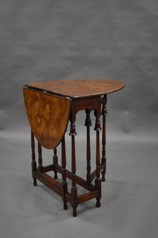 1930s Burr Elm Spider Legged Drop Leaf Table