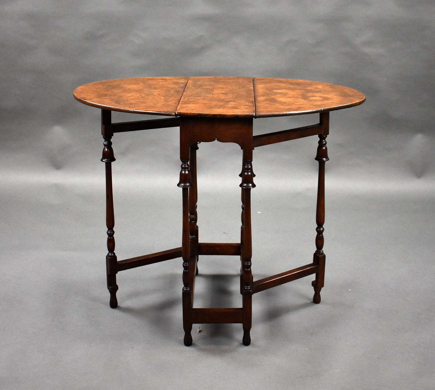 1930s Burr Elm Spider Legged Drop Leaf Table
