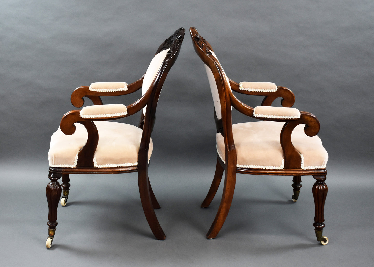 Pair 20th Century Mahogany Armchairs