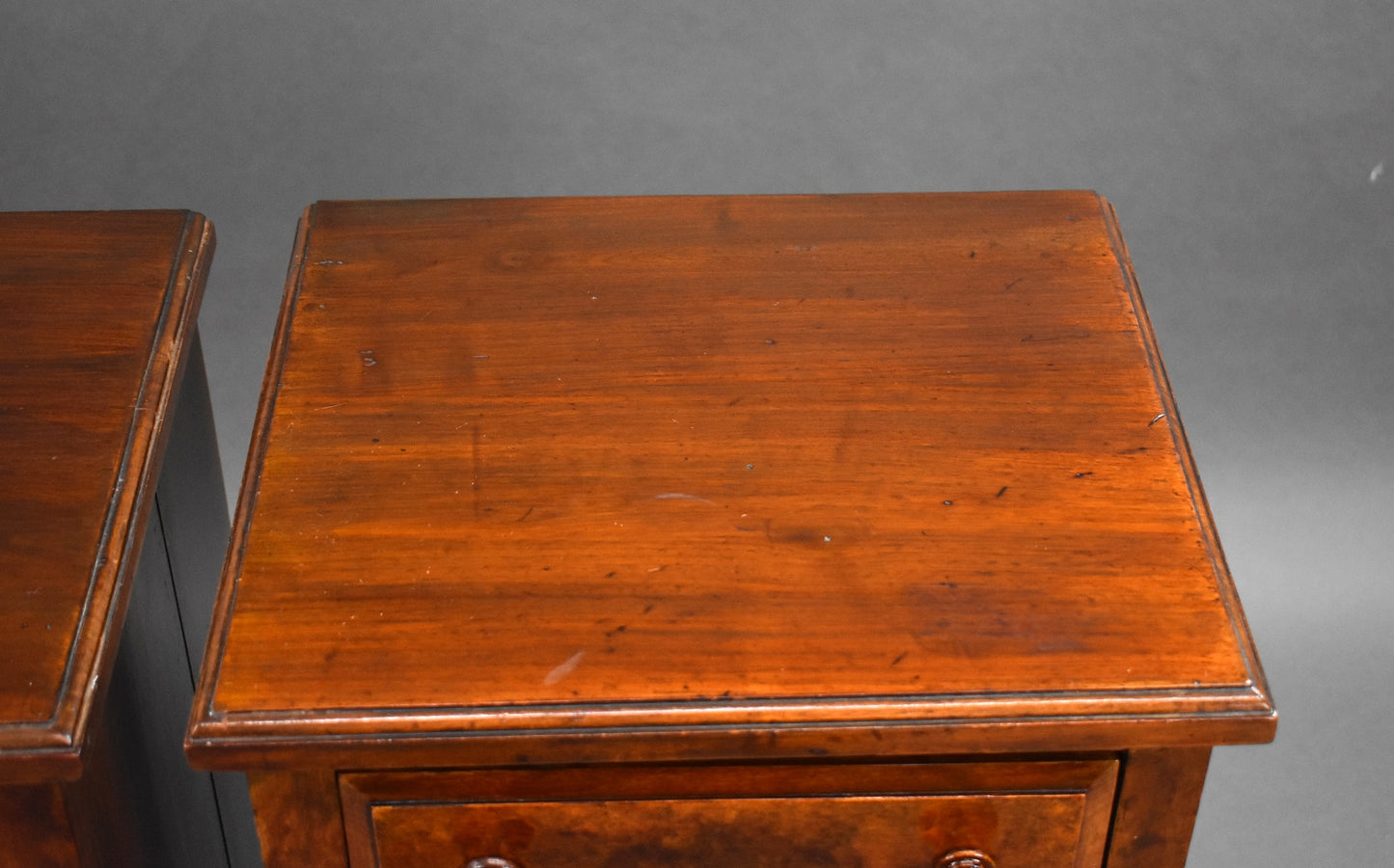 Pair Victorian Walnut and Mahogany Bedside Chests