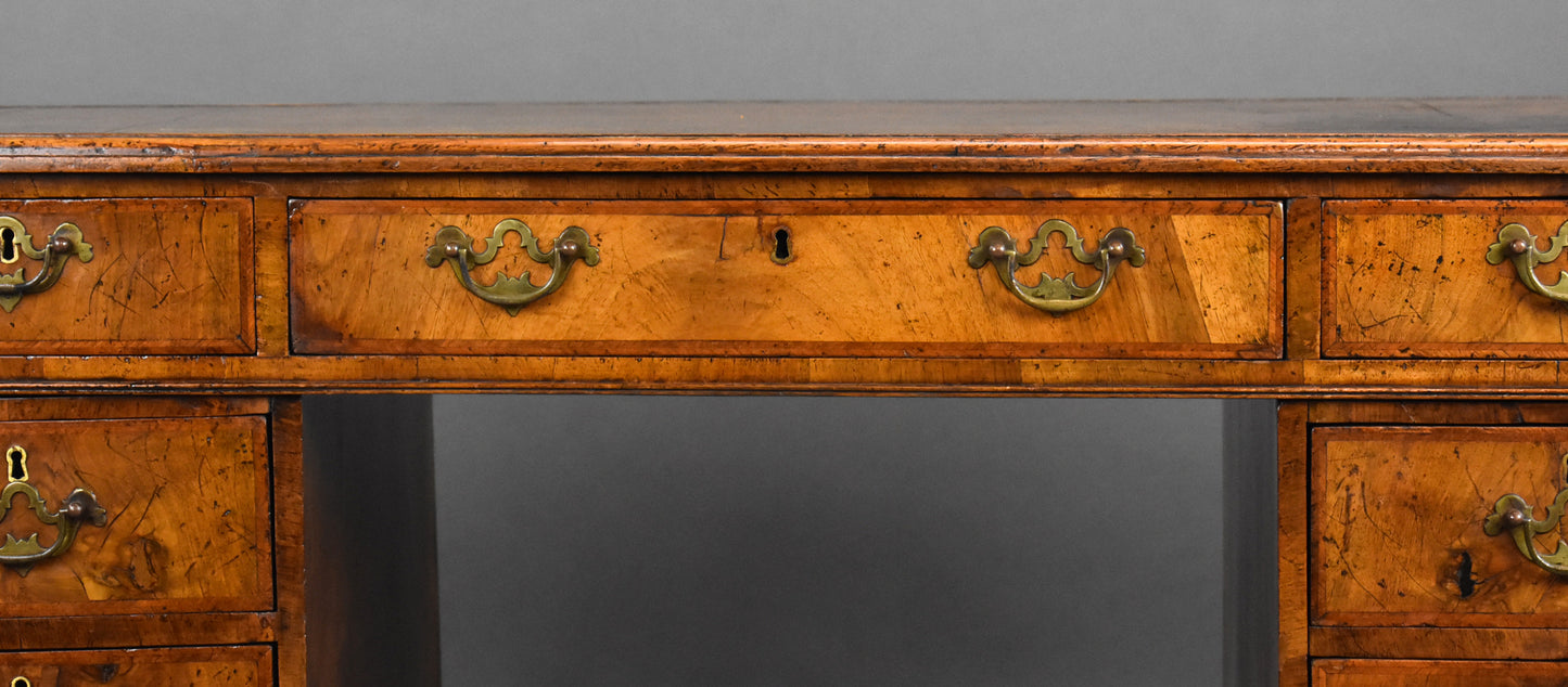 Victorian Figured Walnut Freestanding Pedestal Desk
