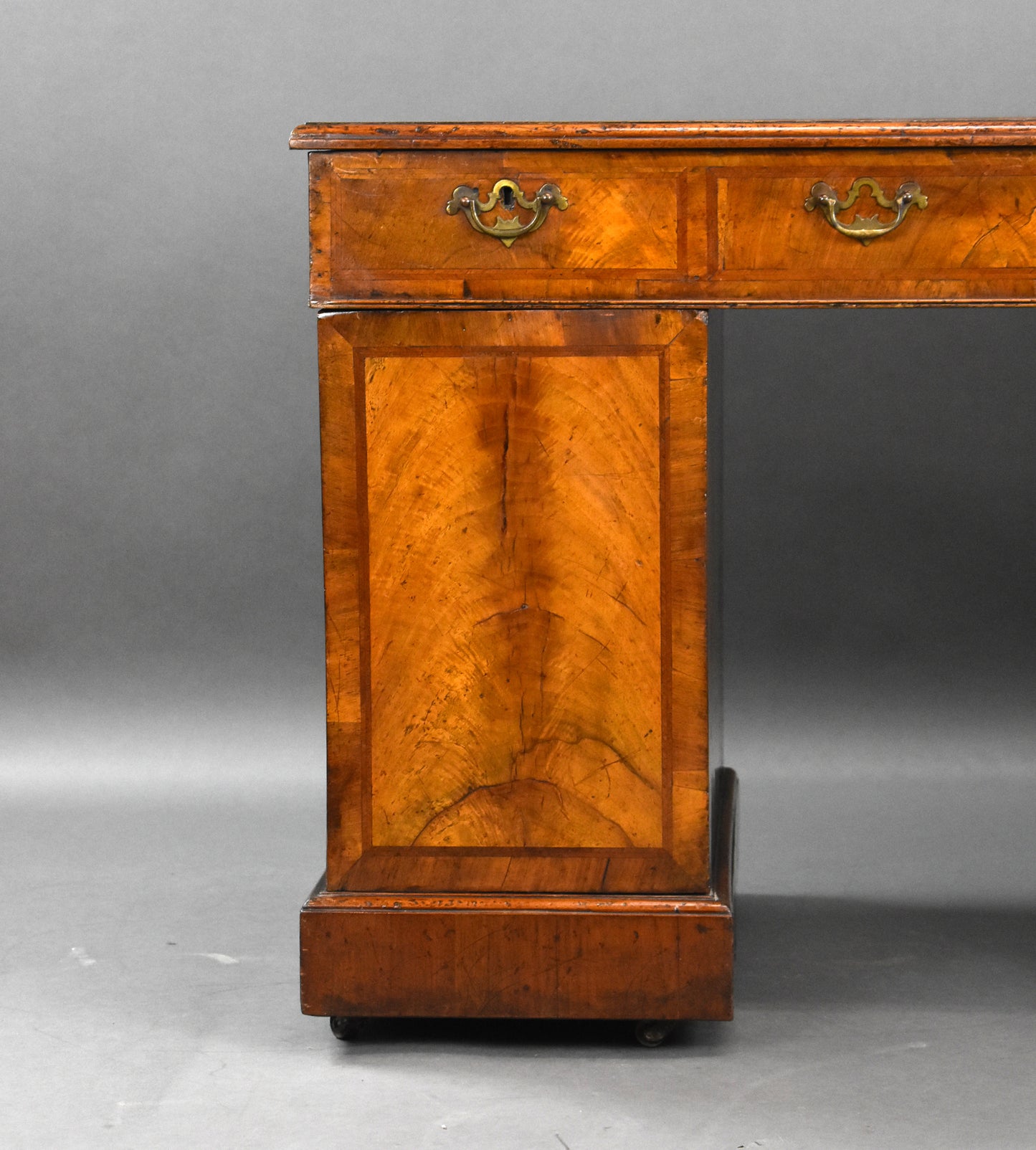 Victorian Figured Walnut Freestanding Pedestal Desk