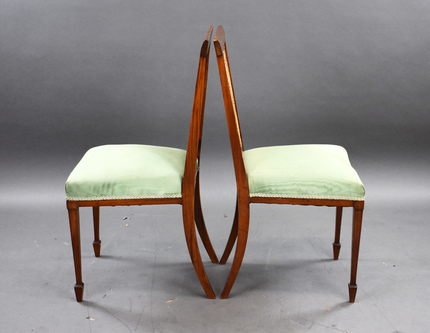 Pair Edwardian hand painted Satinwood Chairs