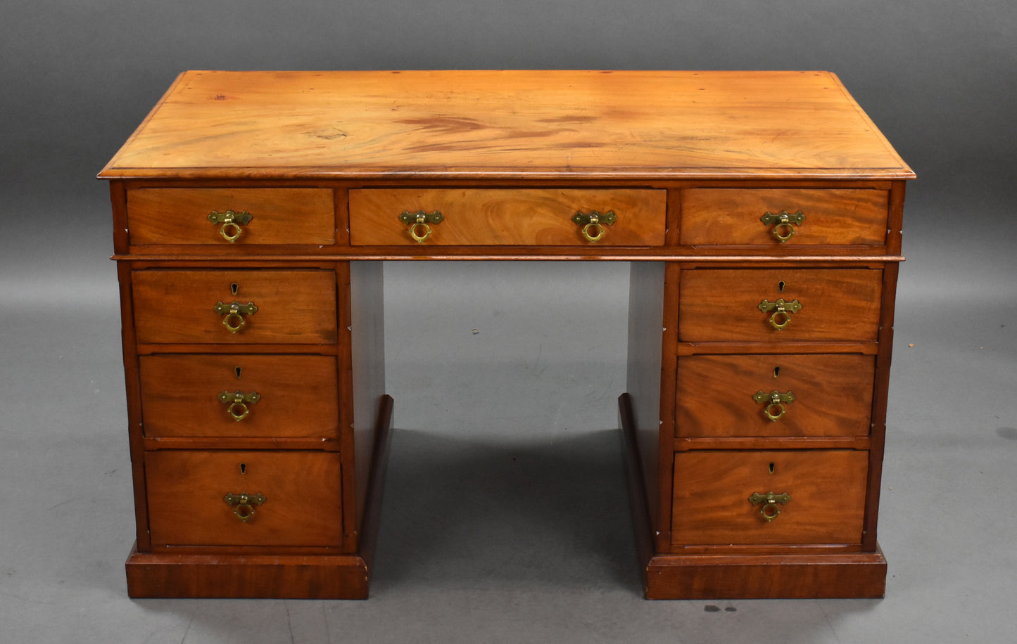 Victorian Satinwood Pedestal Desk