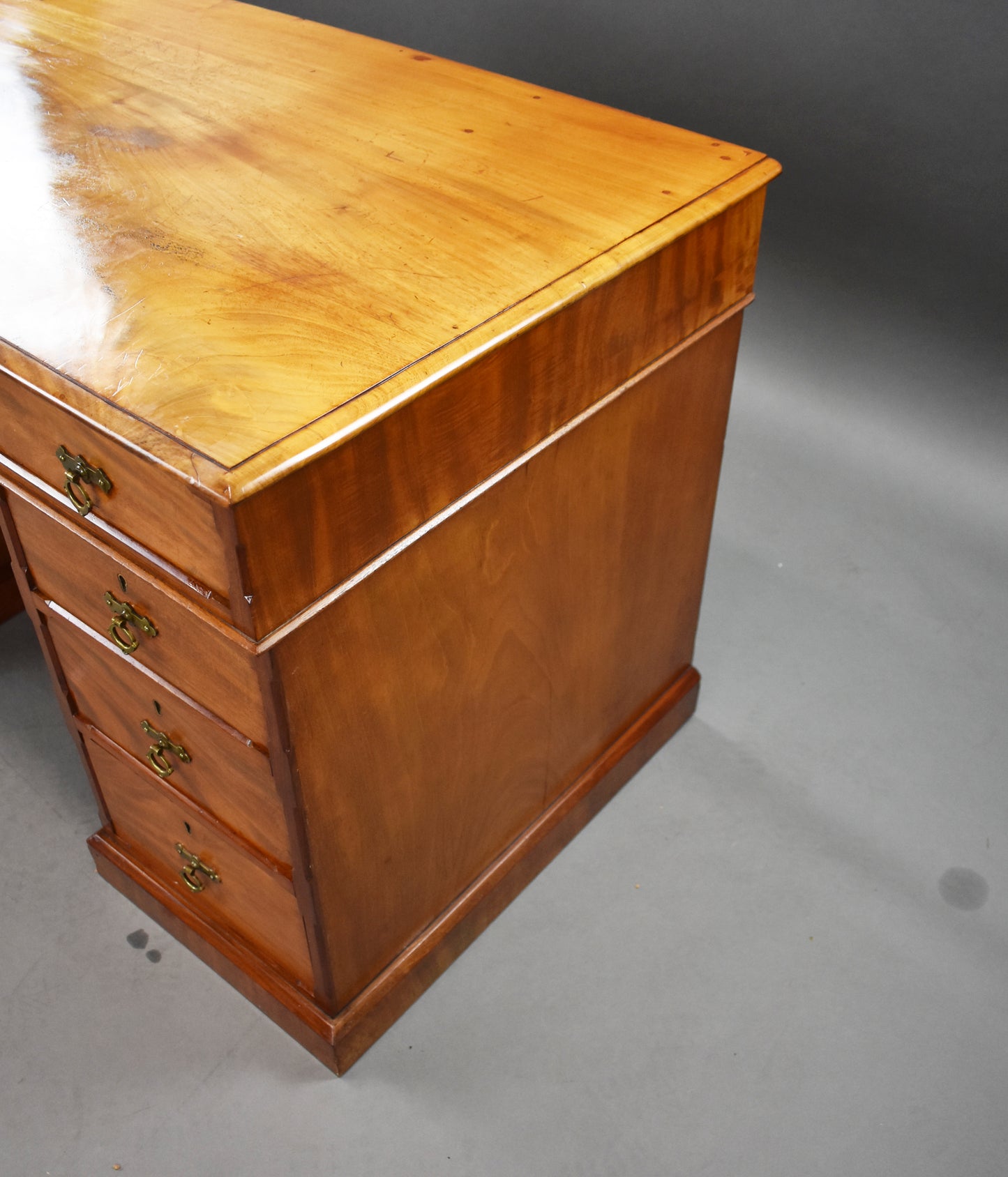 Victorian Satinwood Pedestal Desk