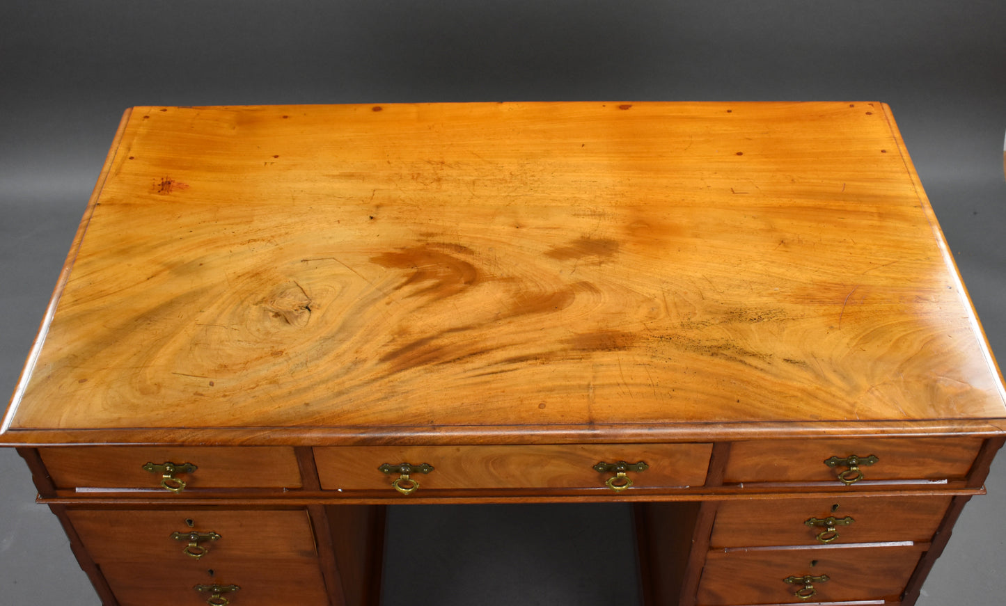 Victorian Satinwood Pedestal Desk