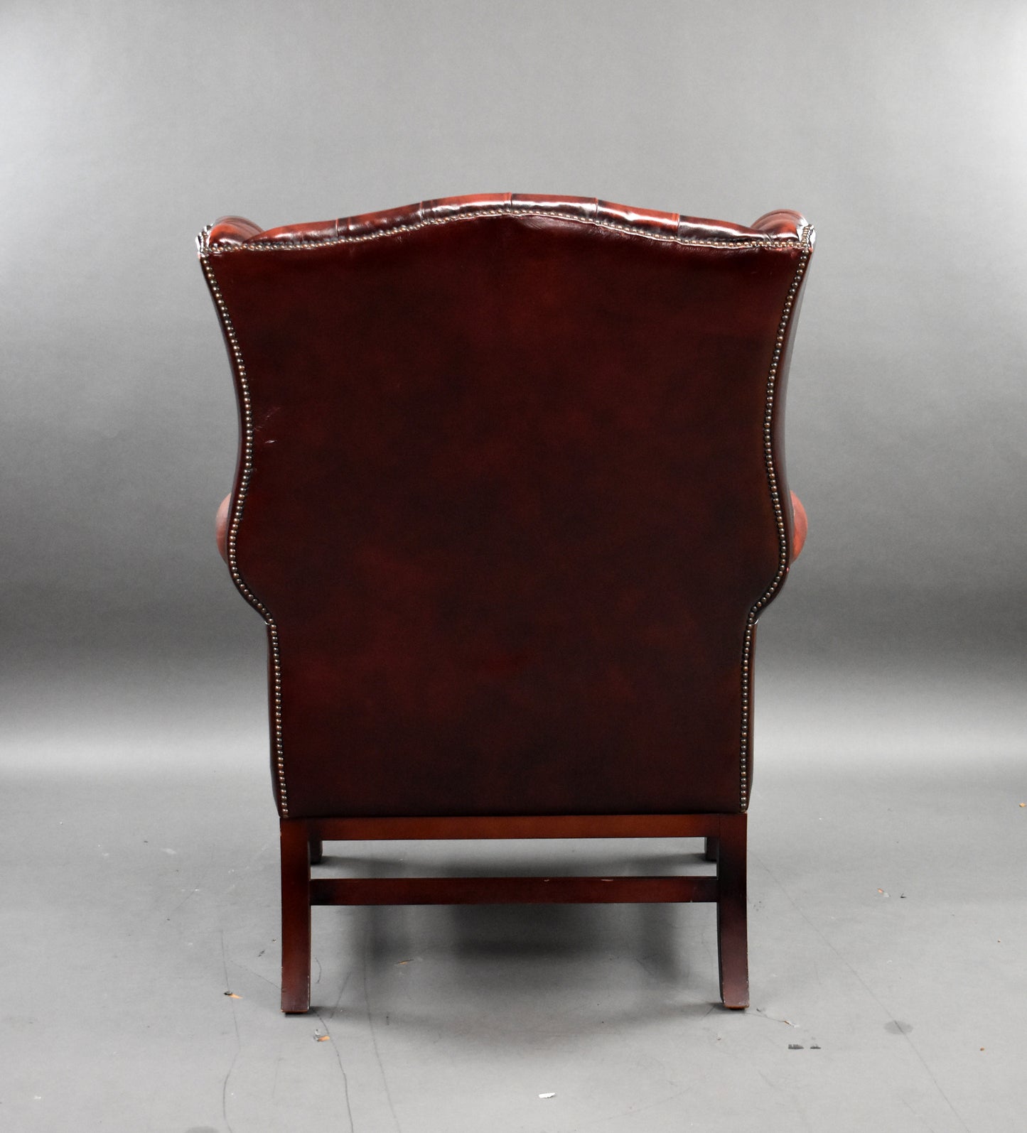 Ox Blood Red Leather Wing Back Armchair
