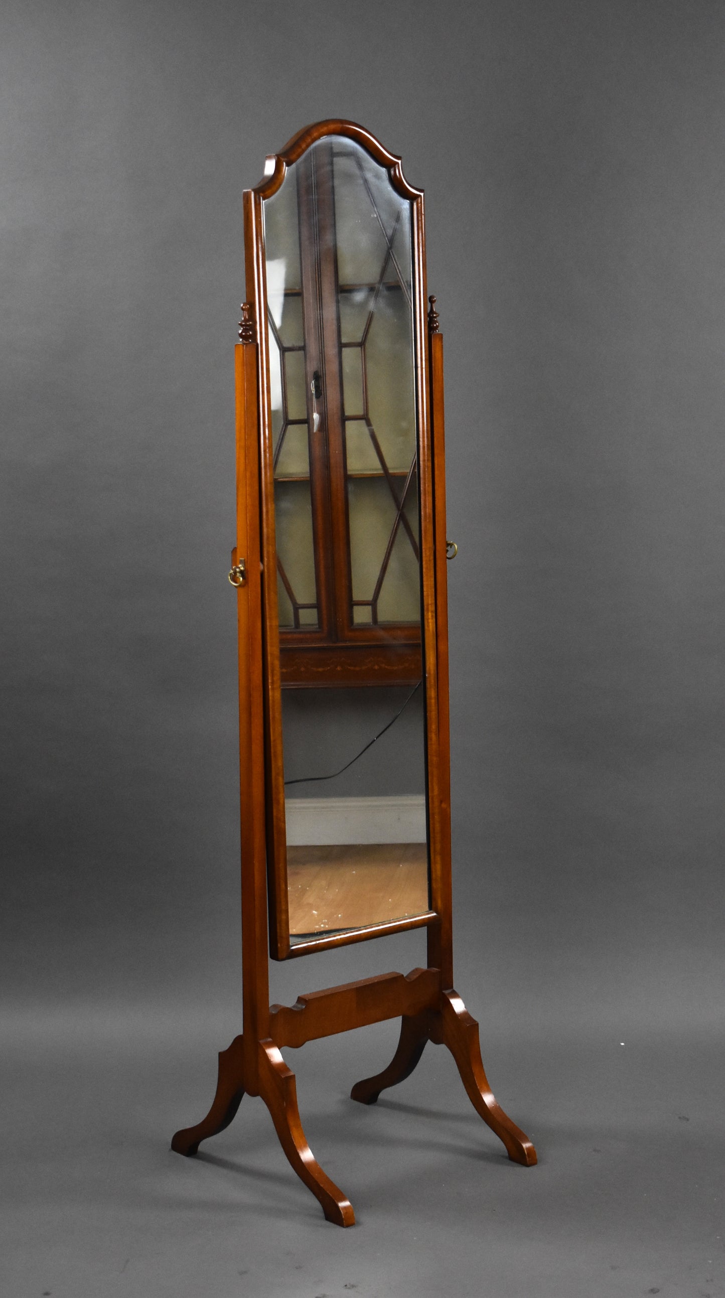 Queen Anne Style Mahogany Cheval Mirror