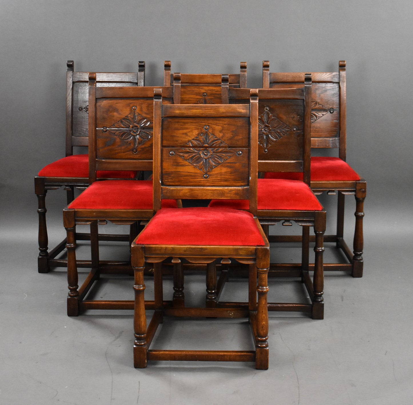 1930s Solid Oak Refectory Table ans Six Oak Chairs