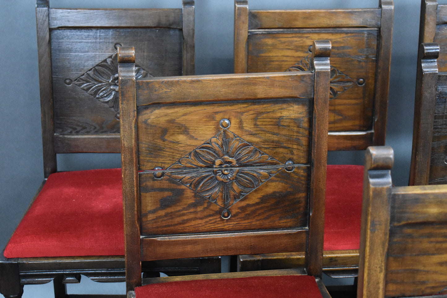 1930s Solid Oak Refectory Table ans Six Oak Chairs