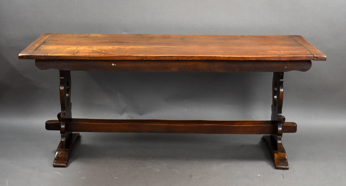 1930s Solid Oak Refectory Table ans Six Oak Chairs