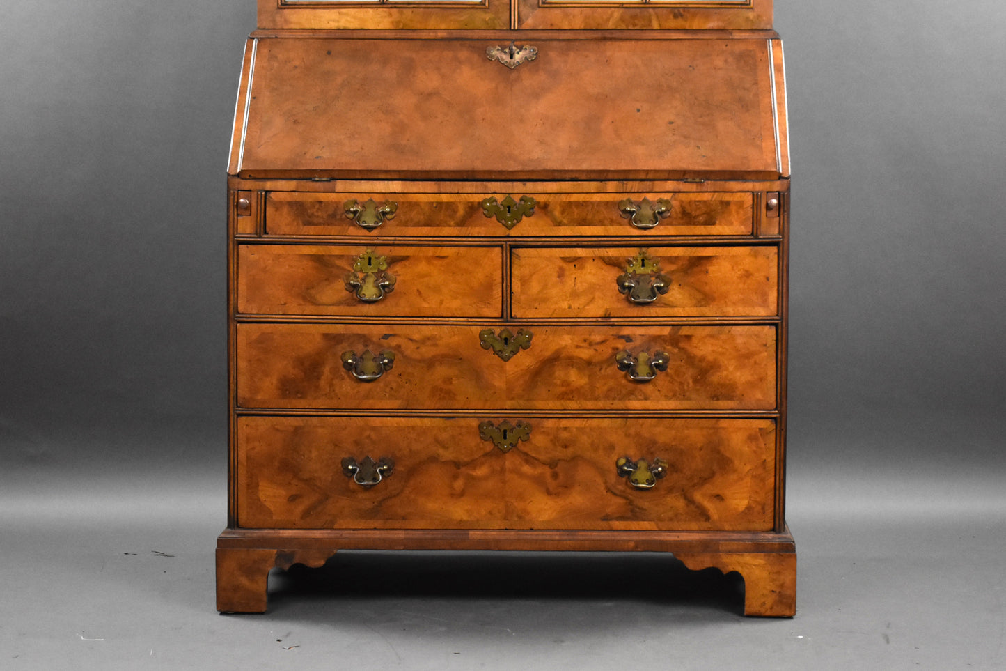 George III Walnut Bureau Bookcase