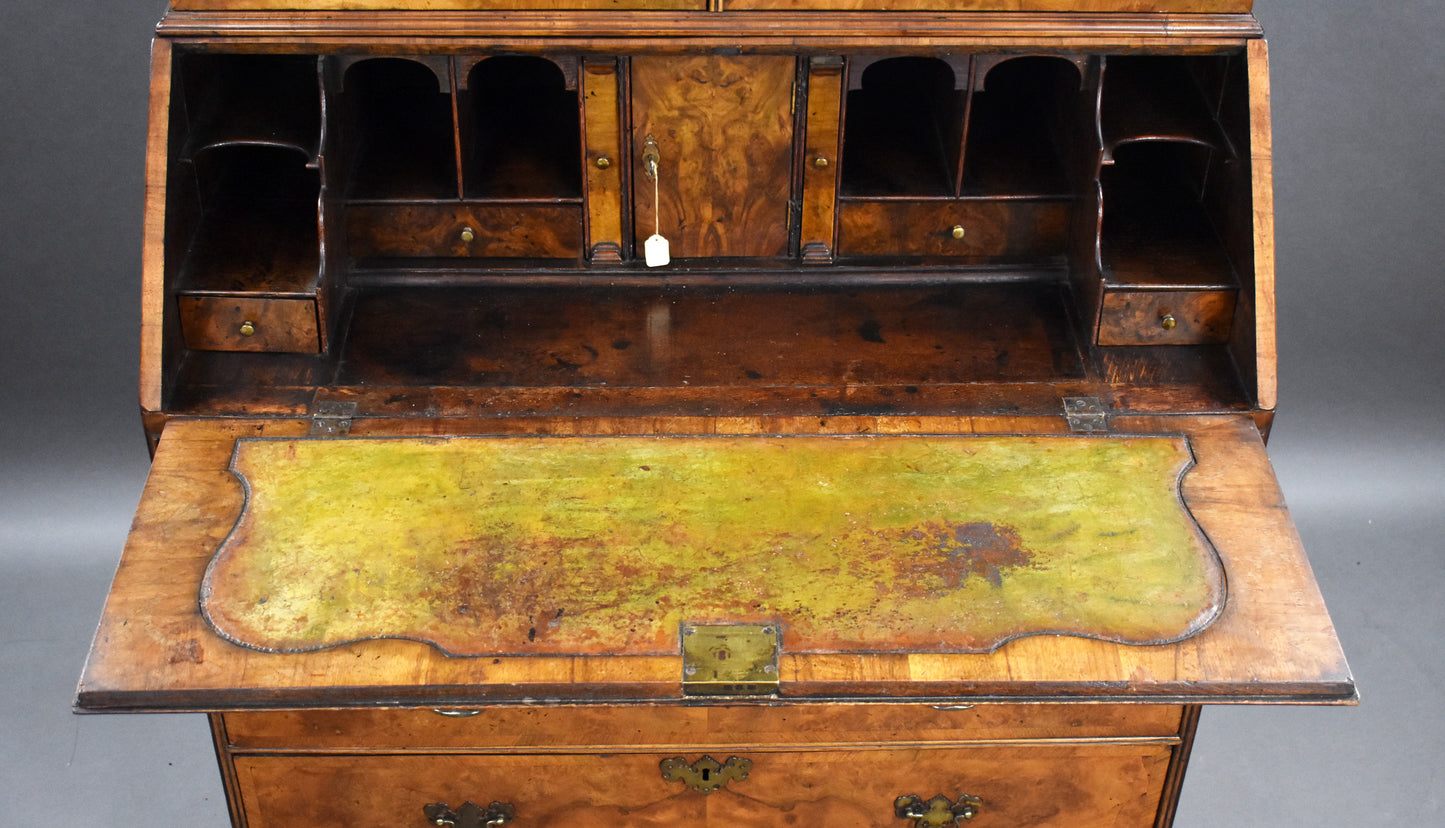 George III Walnut Bureau Bookcase