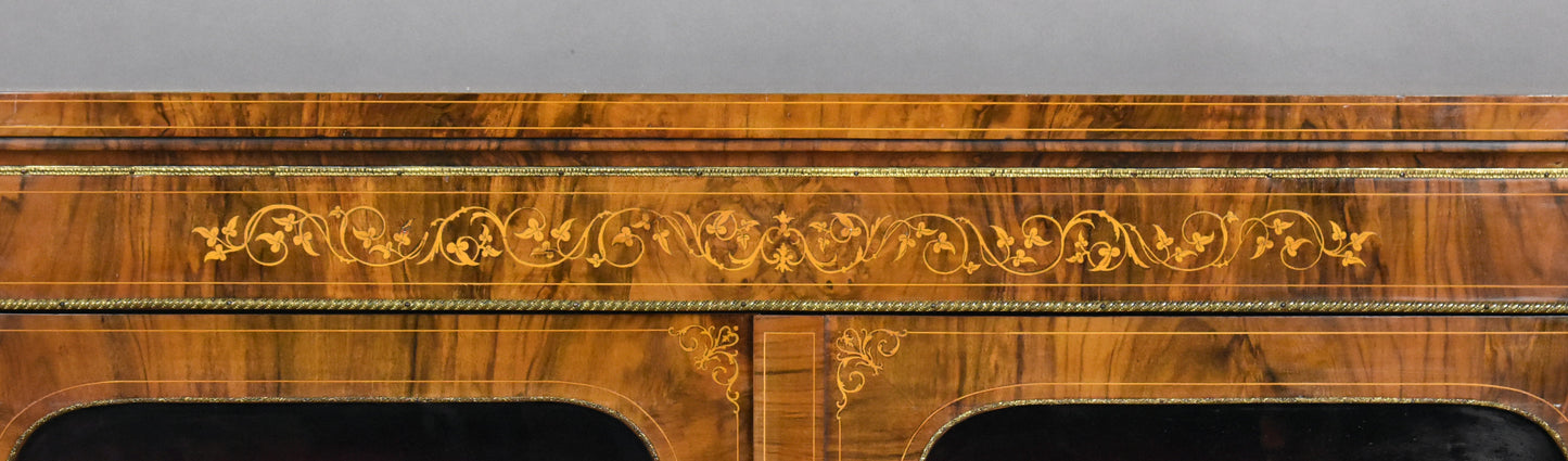 Victorian Inlaid Walnut Pier/Display Cabinet