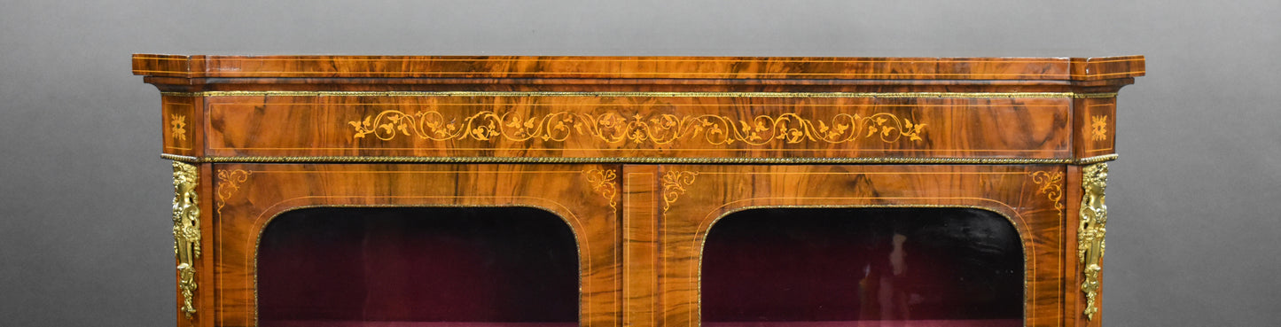 Victorian Inlaid Walnut Pier/Display Cabinet