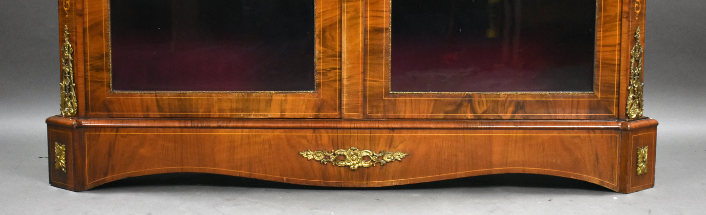 Victorian Inlaid Walnut Pier/Display Cabinet