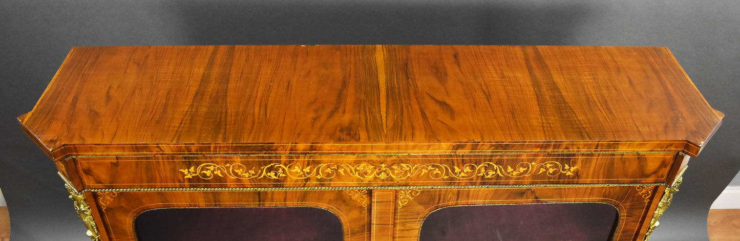 Victorian Inlaid Walnut Pier/Display Cabinet