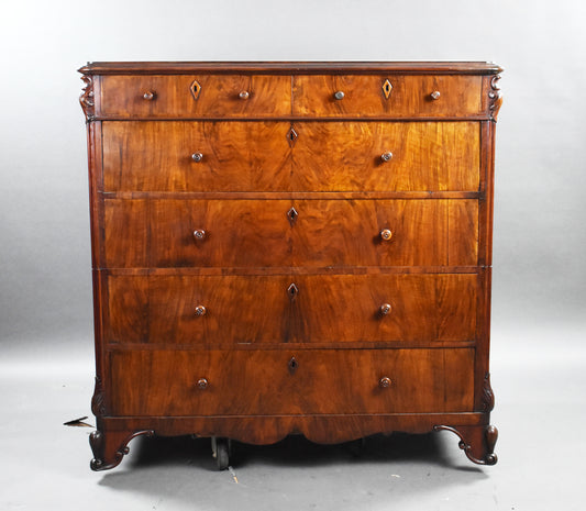 Large Two Section 19th Century Walnut Chest