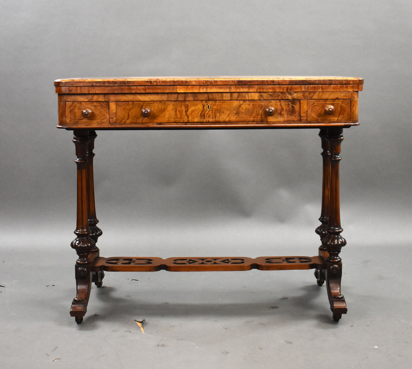Victorian Walnut Inlaid Card Table