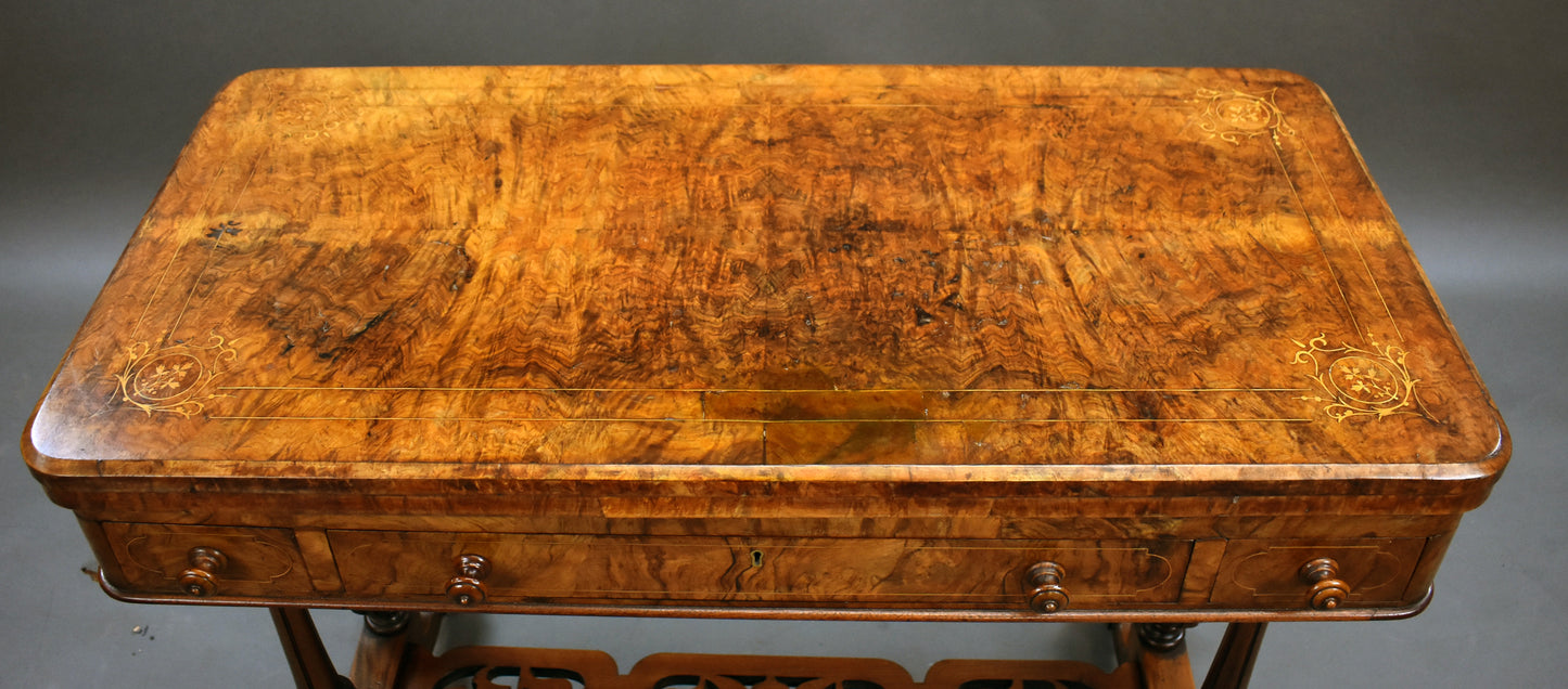 Victorian Walnut Inlaid Card Table