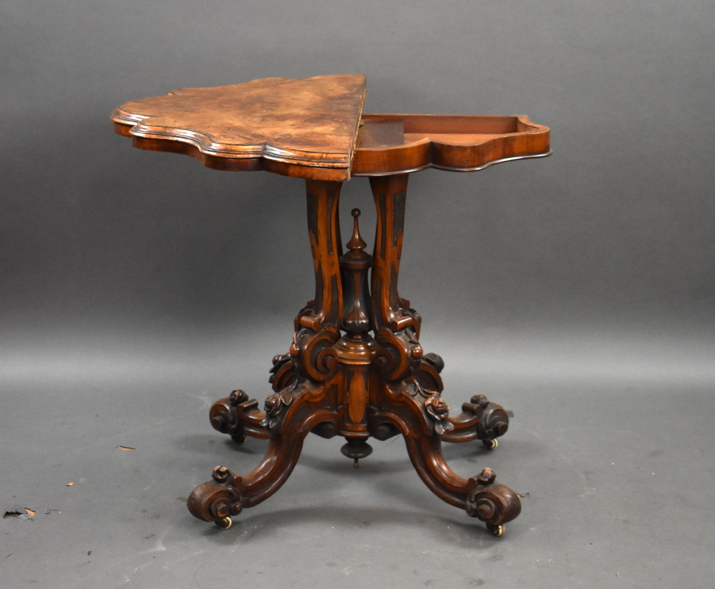 Victorian Burr Walnut Card Table