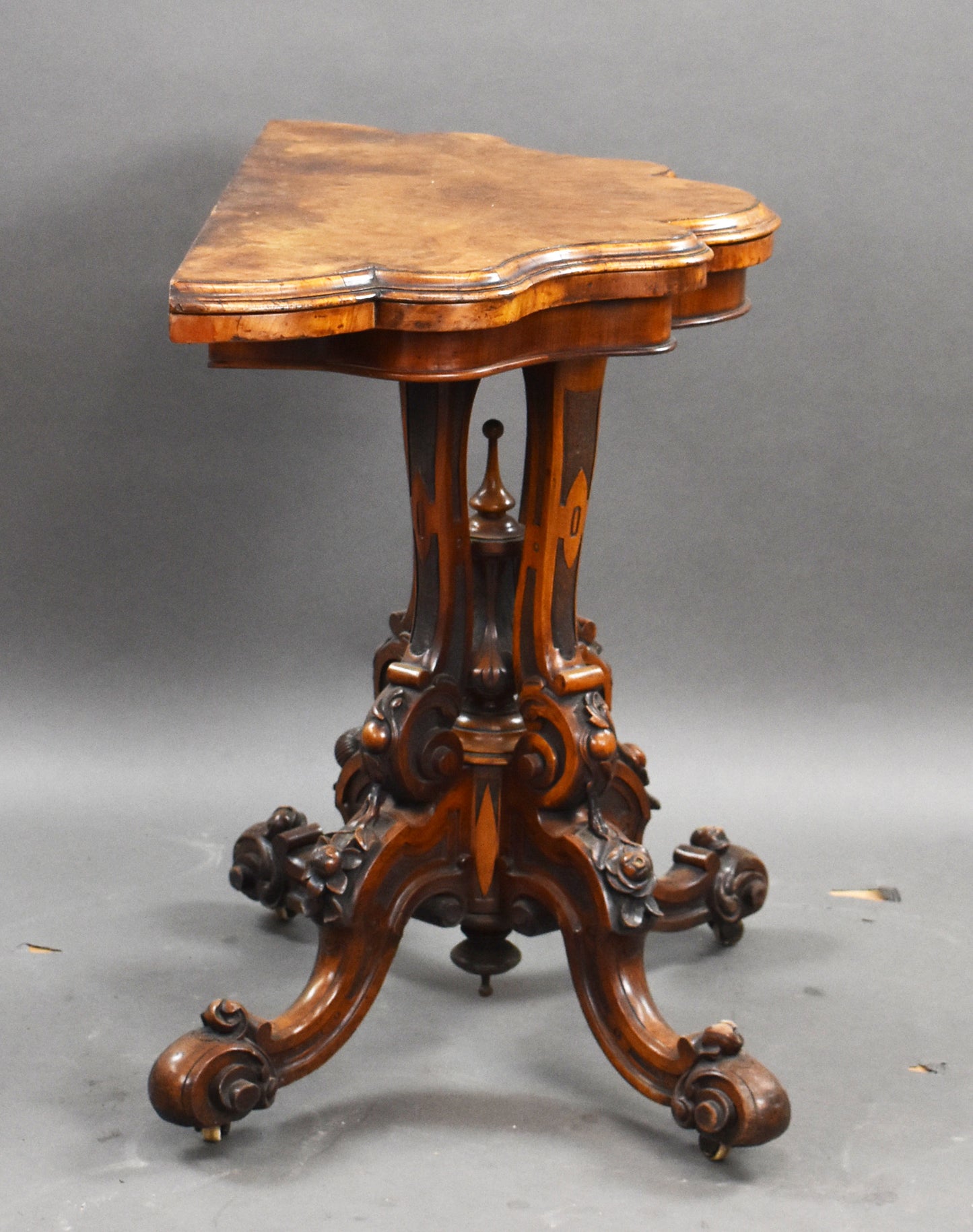 Victorian Burr Walnut Card Table