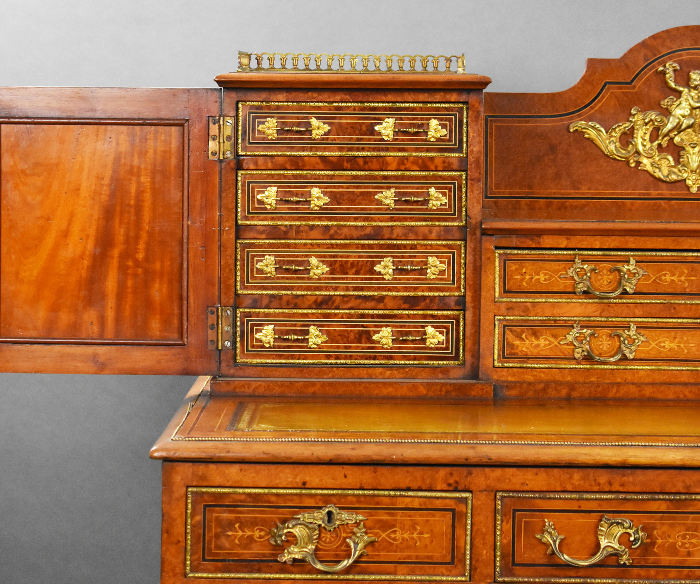 Victorian Burr Walnut & Ormolu-Mounted Pedestal Desk