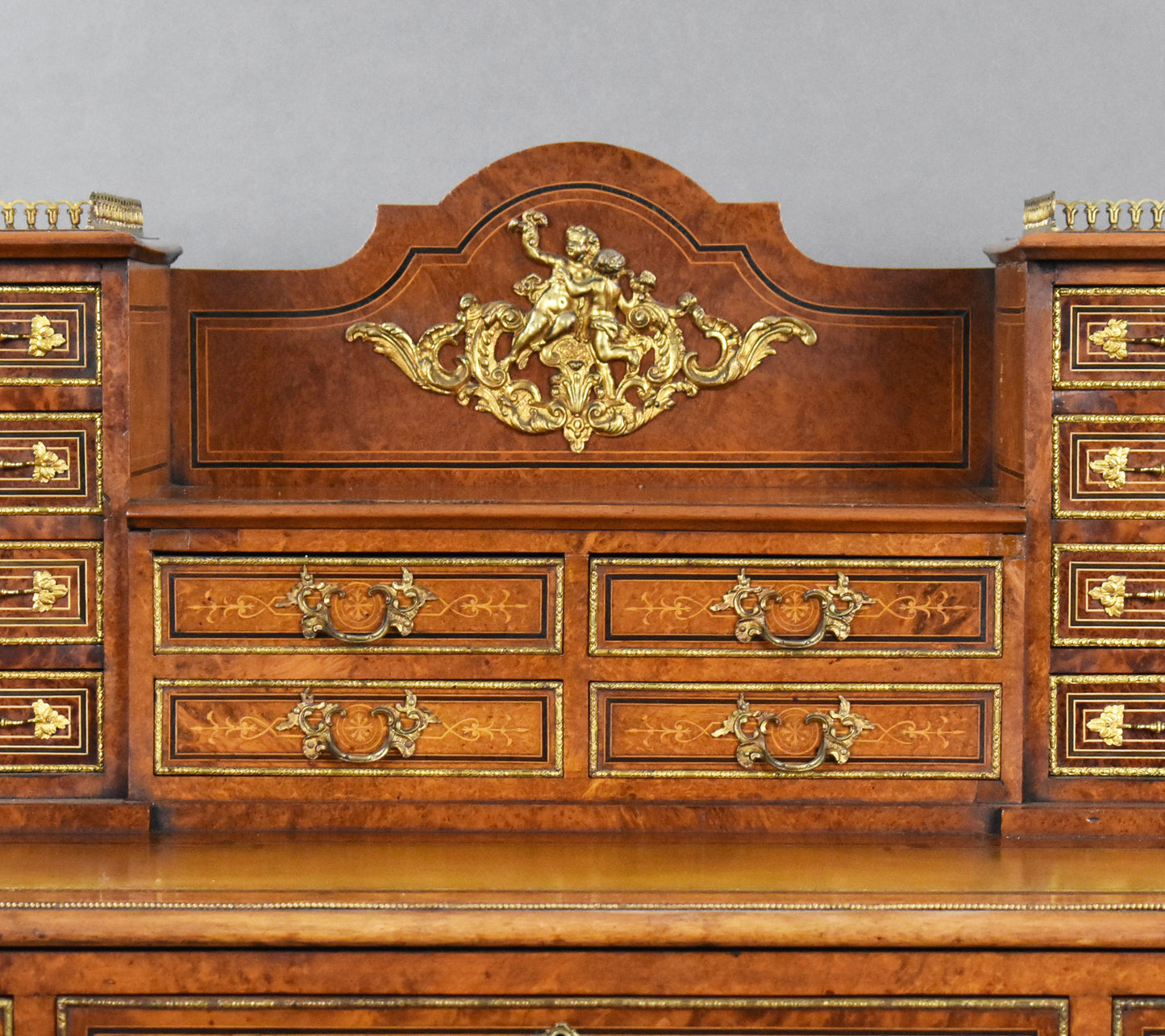 Victorian Burr Walnut & Ormolu-Mounted Pedestal Desk