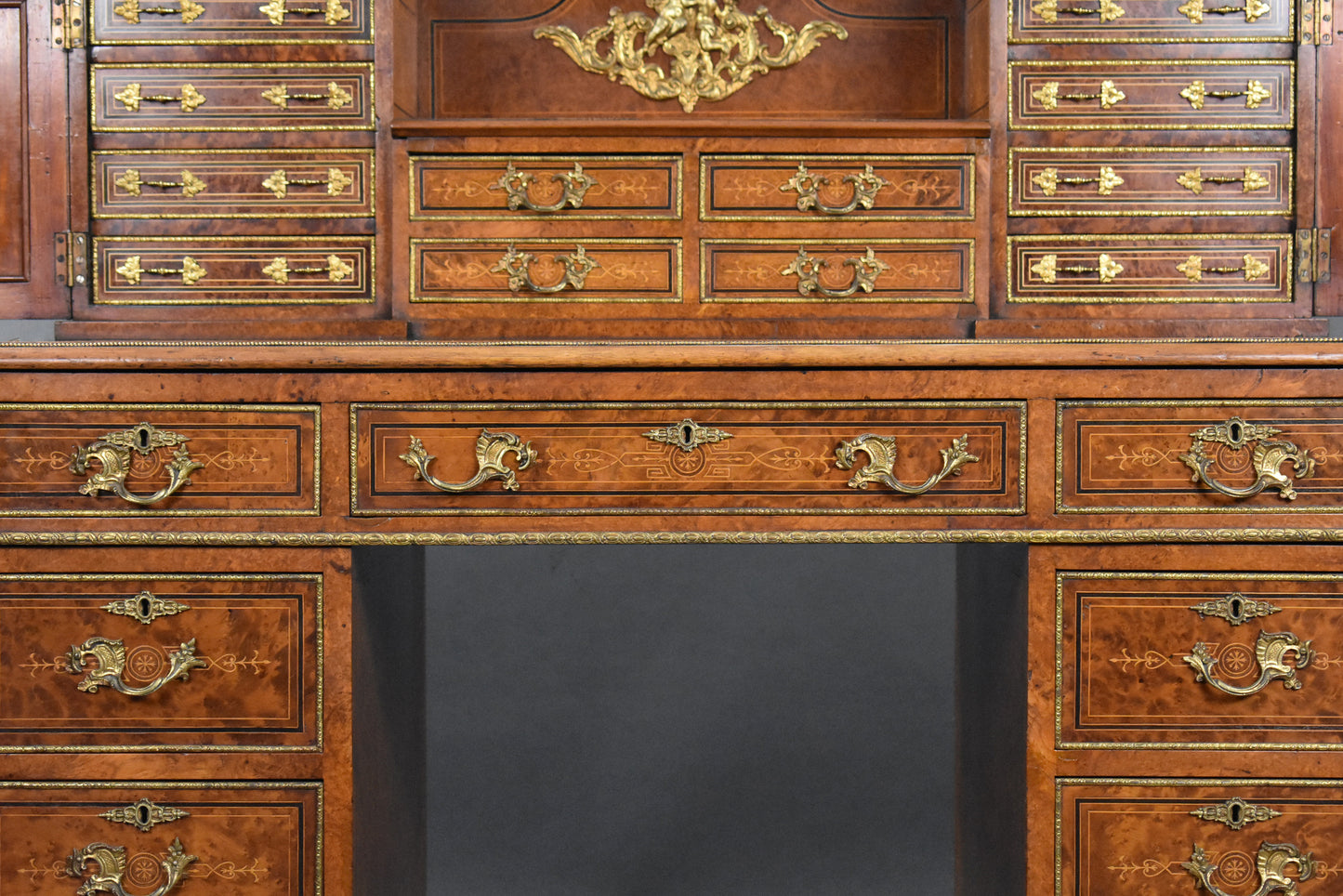 Victorian Burr Walnut & Ormolu-Mounted Pedestal Desk