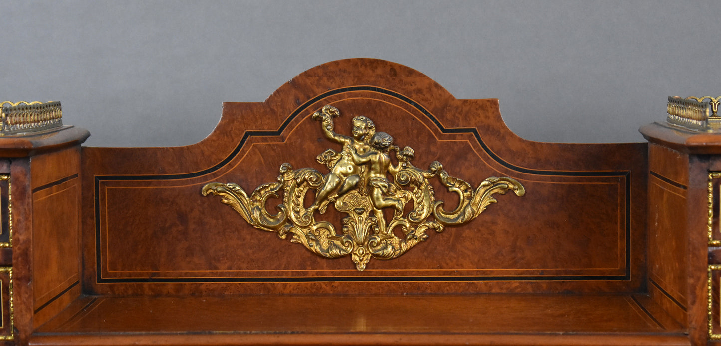 Victorian Burr Walnut & Ormolu-Mounted Pedestal Desk